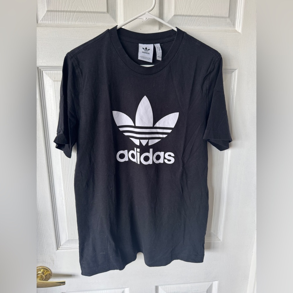 Adidas Men's Black Tee with White Logo